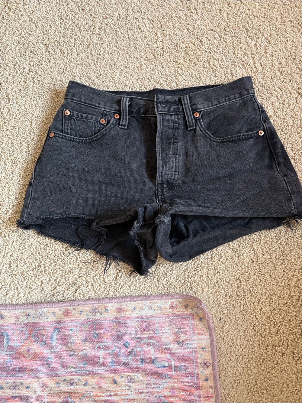 Levi's Black High-Rise Cutoff Denim Shorts